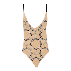 Amoredic Nude Sexy Lacing Backless One-Piece Swimsuit