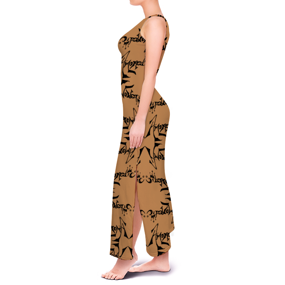 Amoredic Zoo Print Safari Split Long Dress