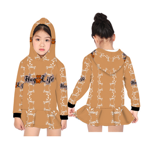 Hug Life by Amoredic  Long Sleeve One Piece Hooded Dress for Girls