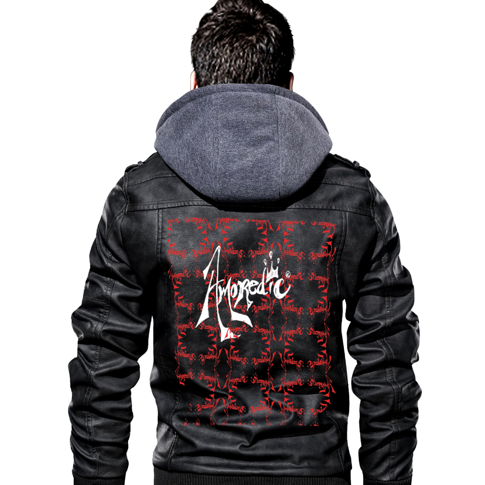 Amoredic Men's Slim Fit Vegan Leather Bomber Jacket