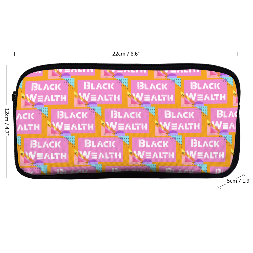 Black Wealth Pencil Case Stationery Pouch 8.7" x 4.7" x 2"