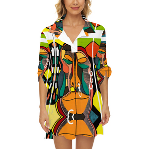 Amoredic Bemba Print Button Down Dress