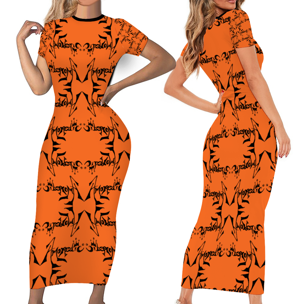 Amoredic Orange Long Bodycon Dress