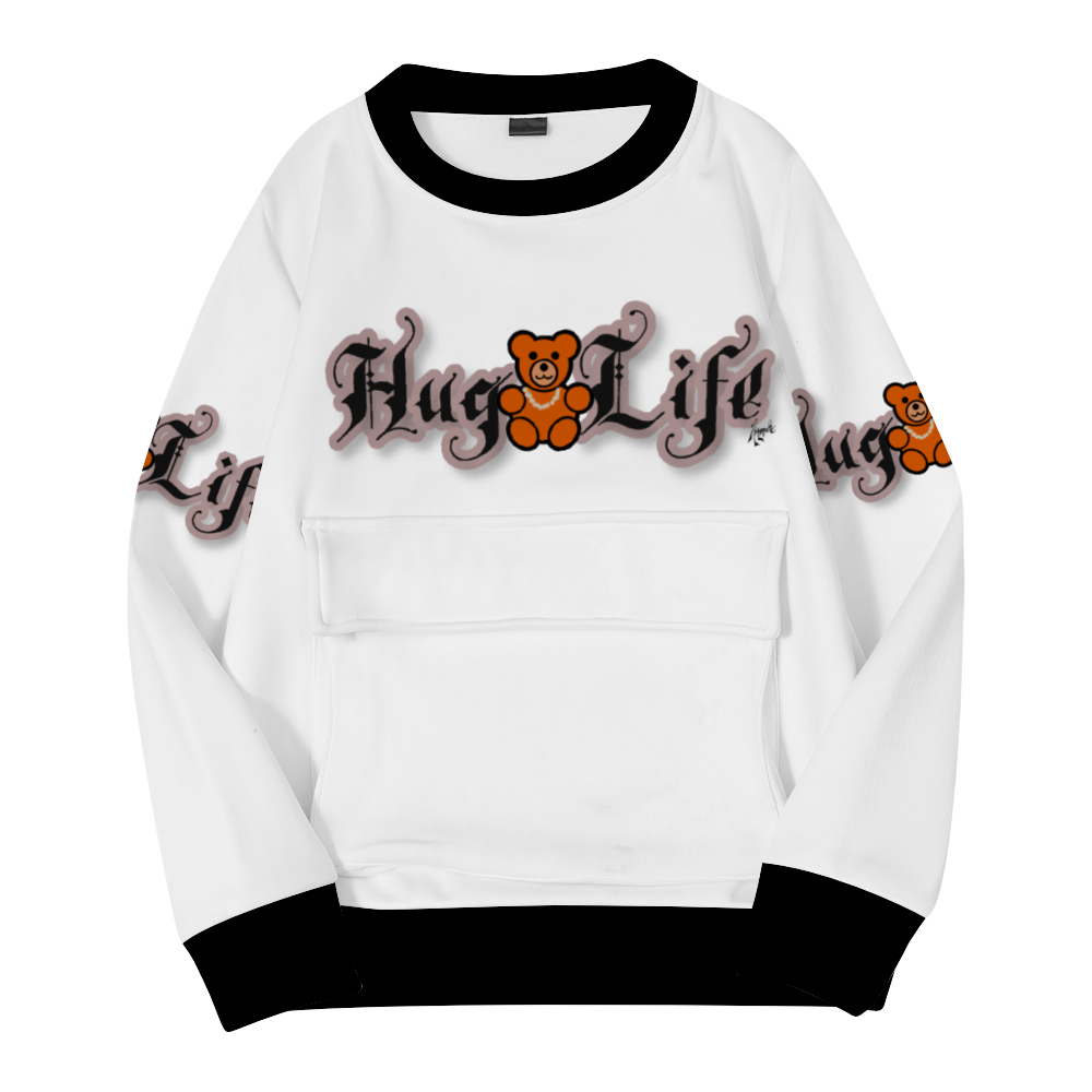 Hug Life Branded Big Pocket Round Neck Hoodie