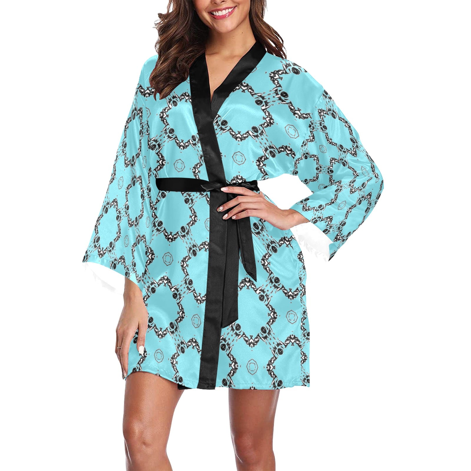 Amoredic Satin Diamonds Kimono Robe