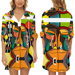 Amoredic Bemba Print Button Down Dress